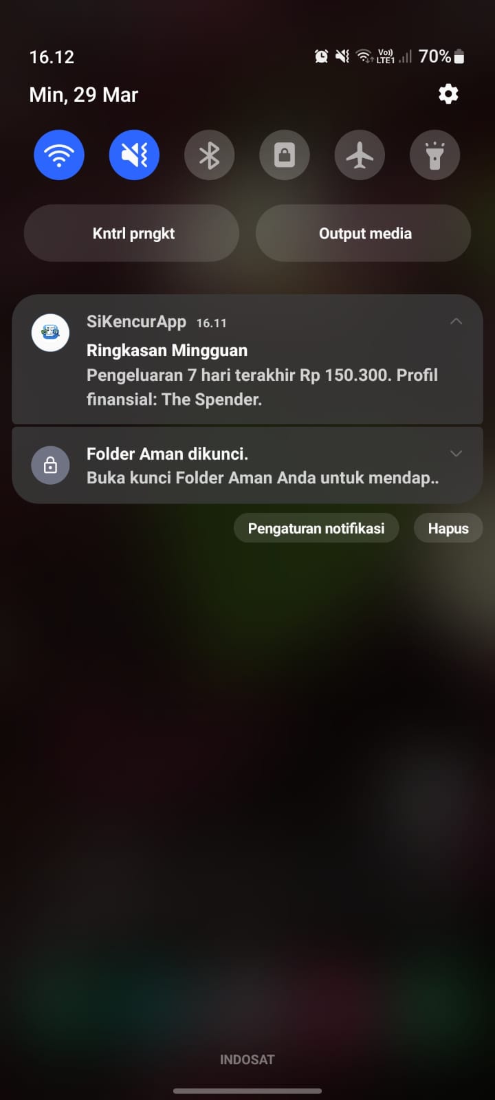 Contoh tampilan notifikasi