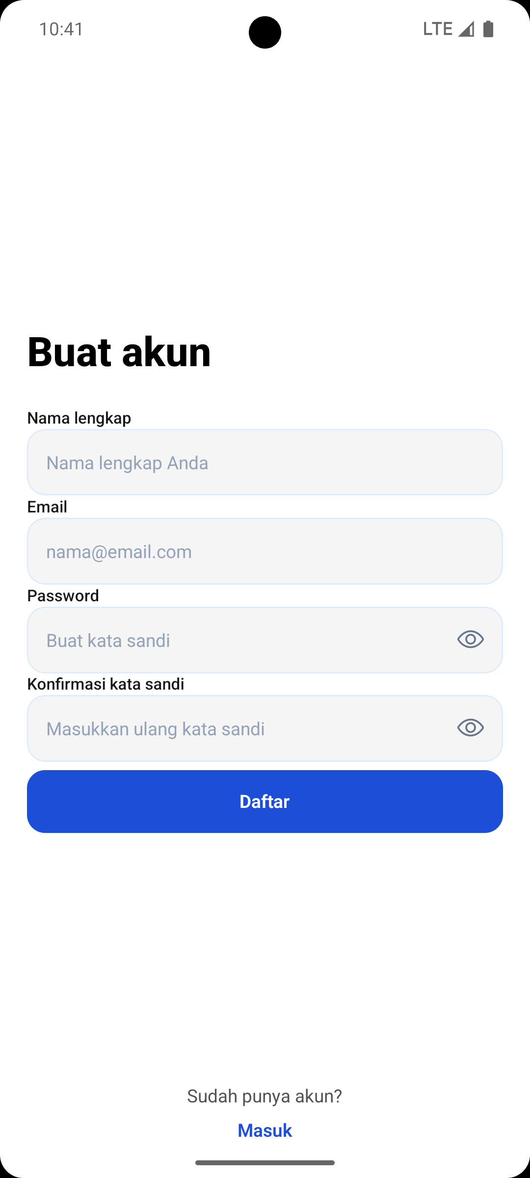 Halaman registrasi